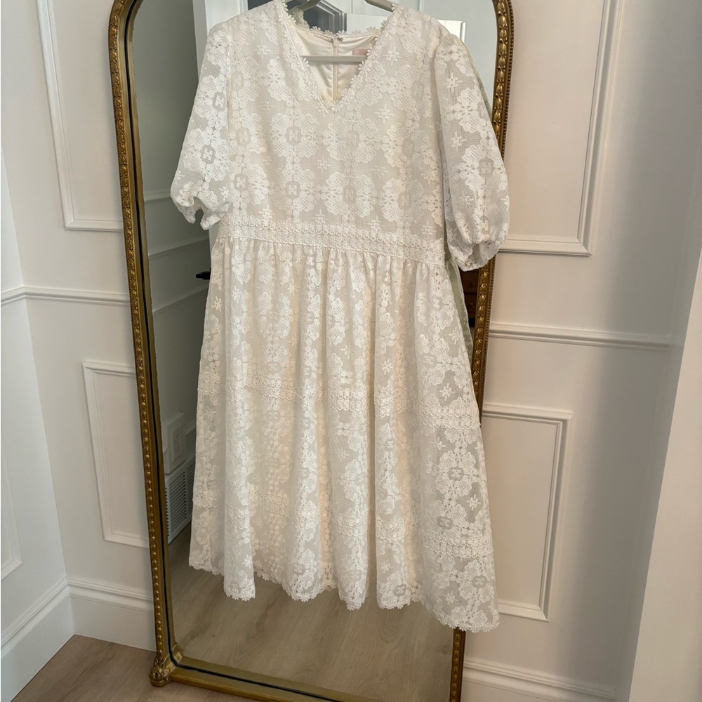Rachel Parcell Cream Puff Sleeve Tiered Dress